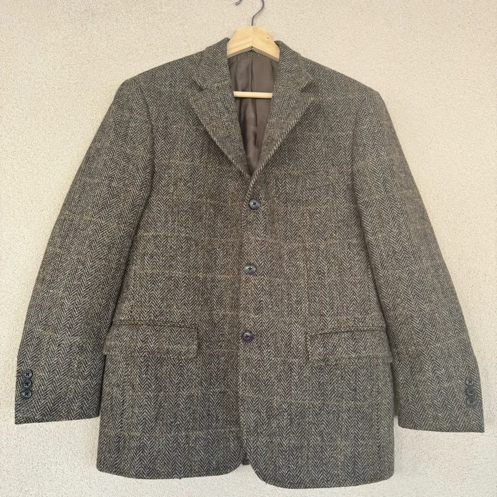 Harris Tweed Herringbone Sport Coat in Brown Autumn tones Sz 38S | Canada 🍁
